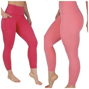 Set Of 2 Yogalicious High Waist Ankle Legging Criss Cross V-Back Pockets